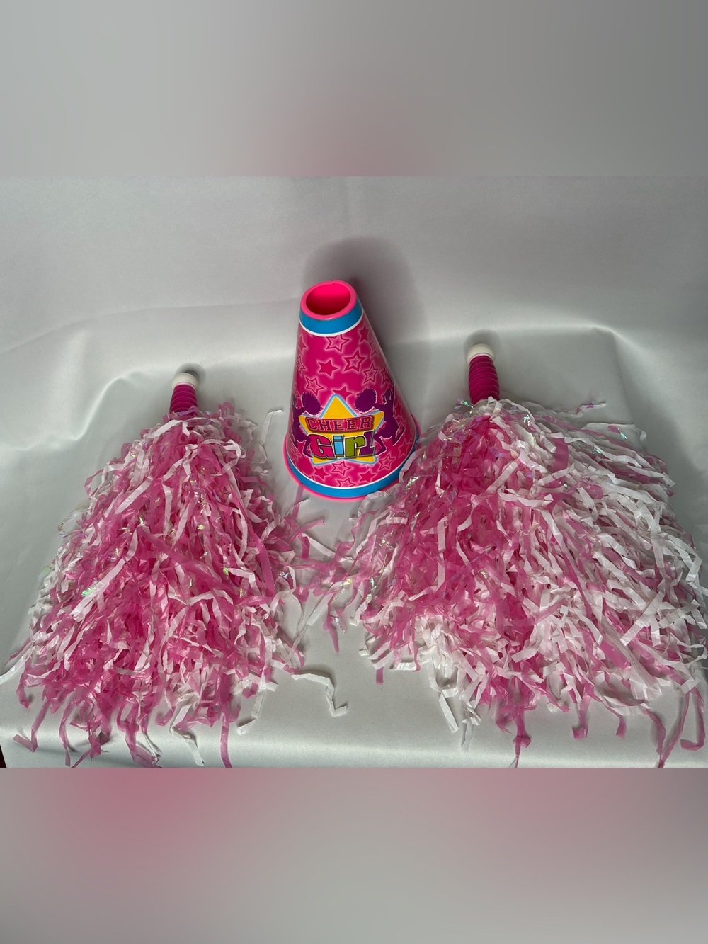 Pink Pom Pom Set with Pink Party Megaphone
